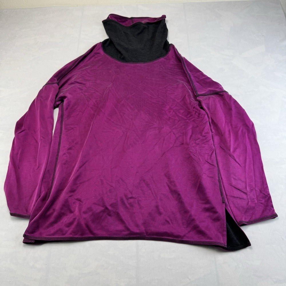 Worth New York USA Womens Large Cowl Neck Tunic Top Purple Black